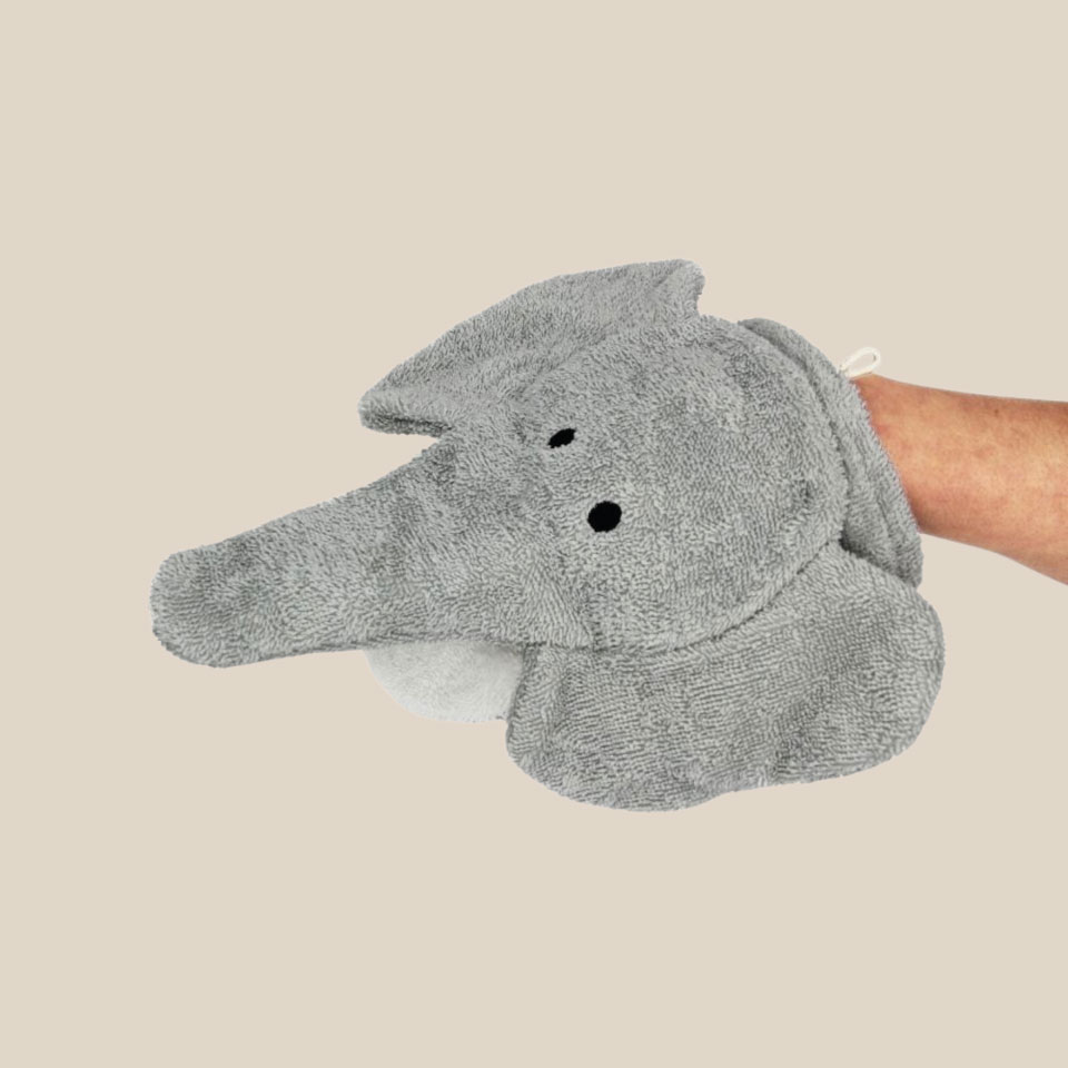 Organic cotton washcloth – Elephant - Image 3