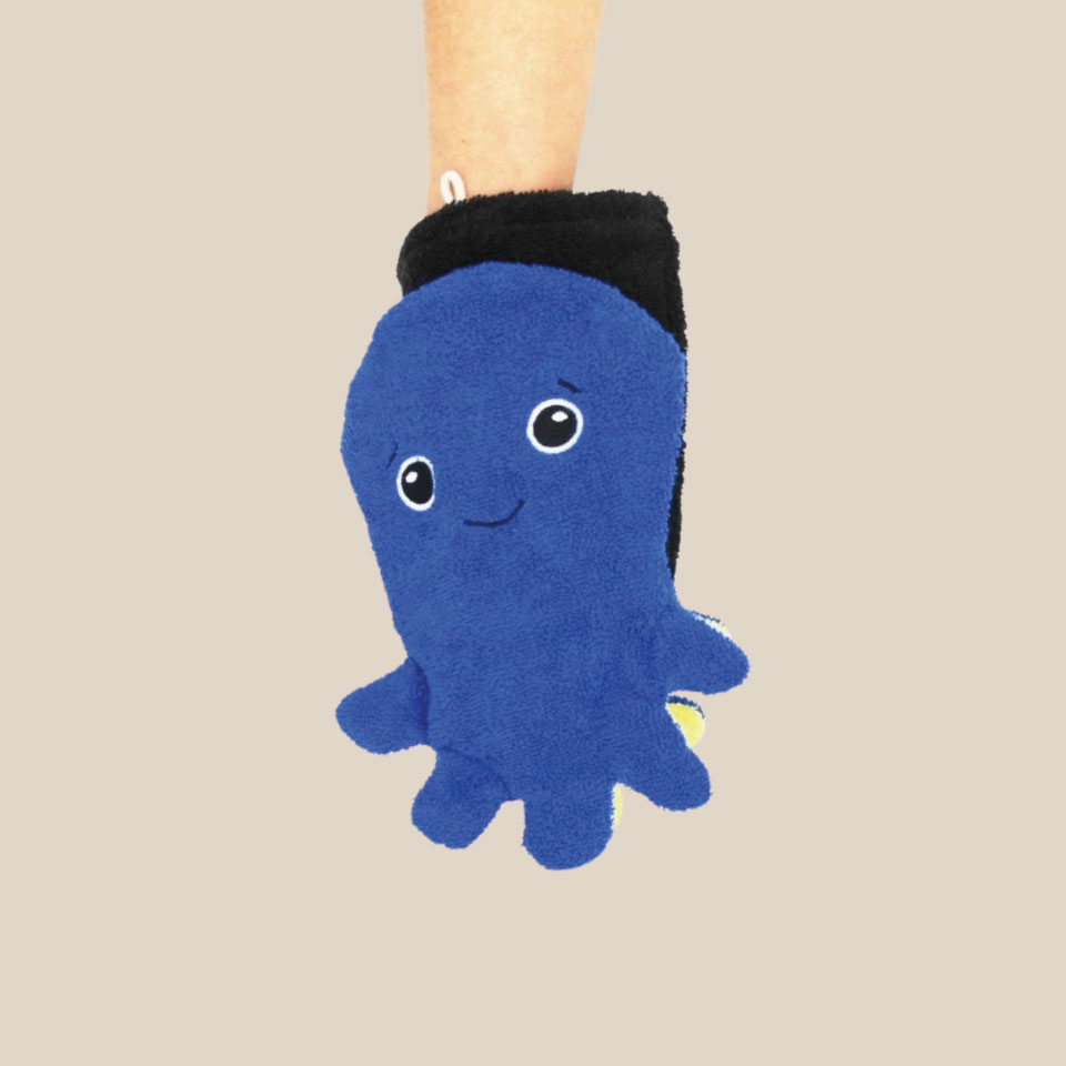 Gant de toilette en coton bio – Pieuvre bleue – Image 2