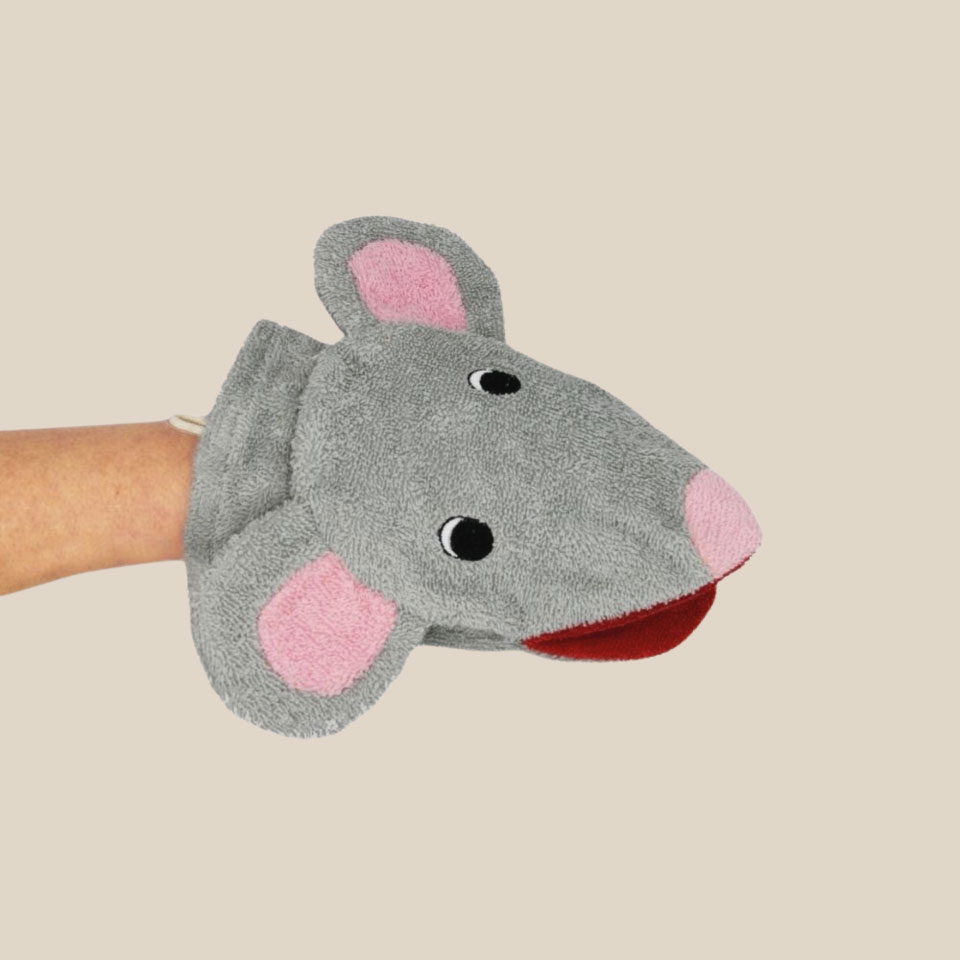 Gant de toilette en coton bio – Souris – Image 3