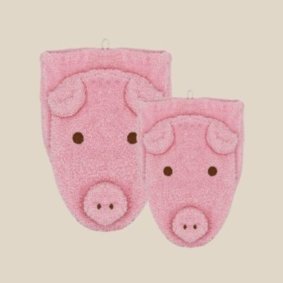 Gant de toilette en coton bio – Cochon