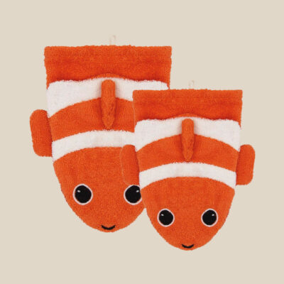 Gant de toilette en coton bio – Poisson Clown