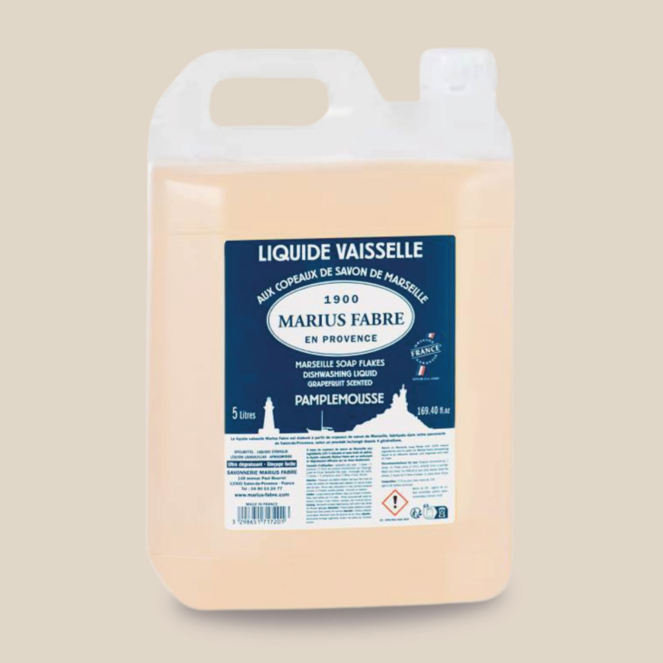 Liquide à vaisselle aux copeaux de Savon de Marseille - 5 L, Pamplemousse