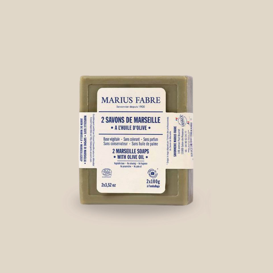 Savon de Marseille Authentique – Huile d'Olive – Nature - 2 x 100 g